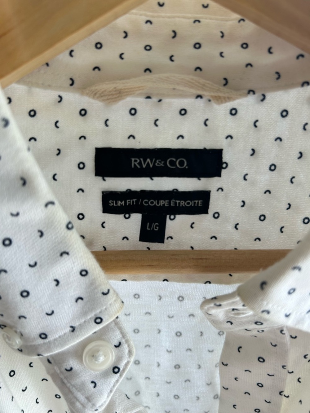 Men's Short Sleeve Button-Up Shirt - white with Micro Dot Print - Picture 3 of 3